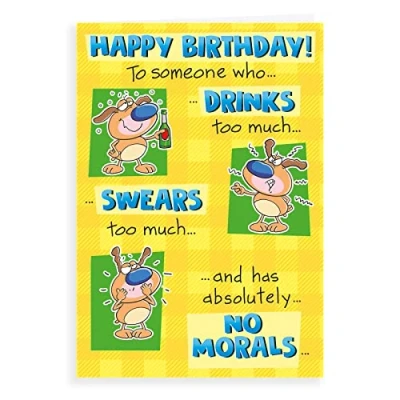 Image of Regal Publishing Humour Funny Birthday Card Dog drink swear 7 x 5 inches