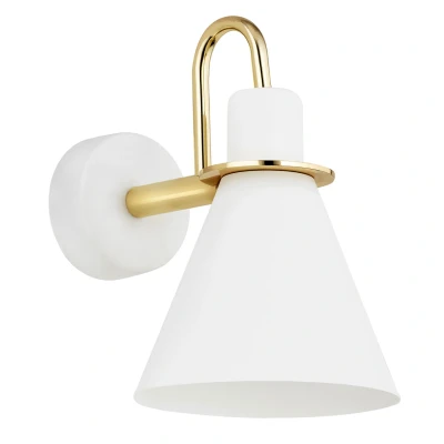 Image of Beverly Dome Wall Lamp White Structure, Brass Elements