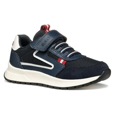 Image of Geox Briezee BOY Trainers for kids, Size: 11K, Navy/dark red Leather and textile