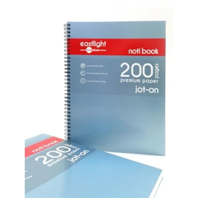 Image of Noti A4 Jot On Notebook Wirebound, Ruled &amp; Perforated, 200 Pages, Cover Colour Metalic Blue, Pack of 3