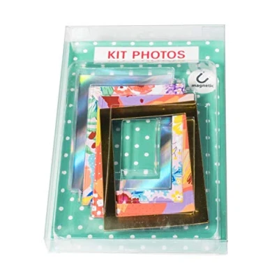 Image of Exacompta Ref 12352E Magnetic Photo Frames (Pack of 4) 100 x 70mm in Size, Backing for Placing on Fridges &amp; Other Metal Objects Assorted Designs