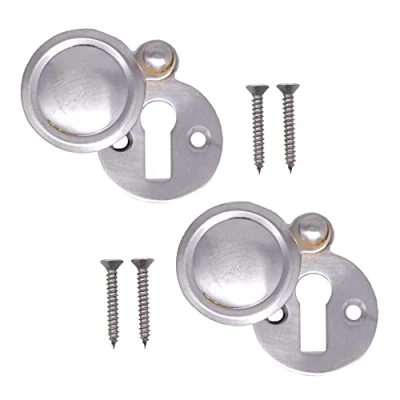 Image of Victorian Keyhole Covered Escutcheon for Front Doors 35mm Satin Chrome Pack of 2