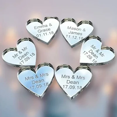 Image of 50 Small Personalised Lucky Love Hearts Mr &amp; Mrs Bridal Wedding Favours Confetti Decorations Table Sprinkles Good Luck Keepsake. AGiftForYouUK. HTCS