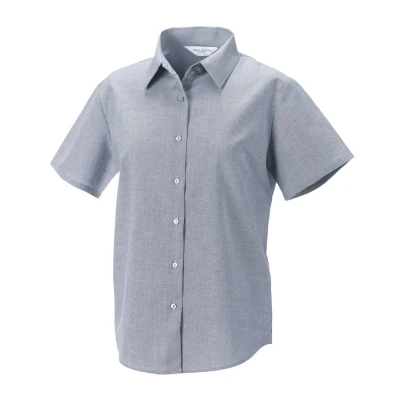 Image of Russell Athletic Collection Womens/Ladies Oxford Short Sleeved Shirt (Silver) Size 5XL