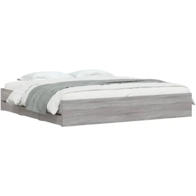 Image of vidaXL Bed Frame with Drawers without Mattress Grey Sonoma 160x200 cm