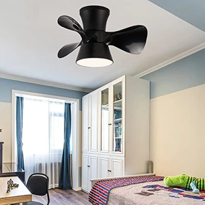 Image of Reversible Fan with Ceiling Light Silent 6 Speeds Kids Bedroom LED Dimmable Remote Control Modern Living Room Quiet Timer,Black