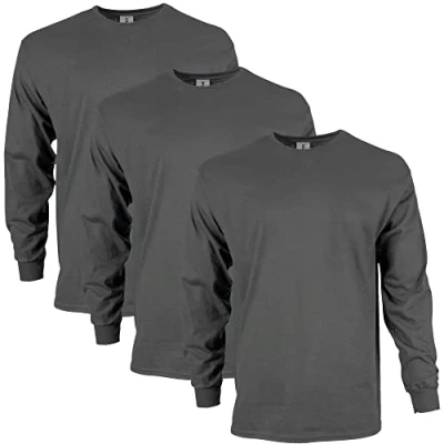 Image of Gildan Unisex&#039;s Ultra Cotton Long Sleeve T Shirt, Style G2400, Multipack, Charcoal (3 Pack), 3XL (Pack of 3)