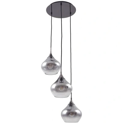 Image of Lucande pendant light Jarven, 3 bulb, black, glass