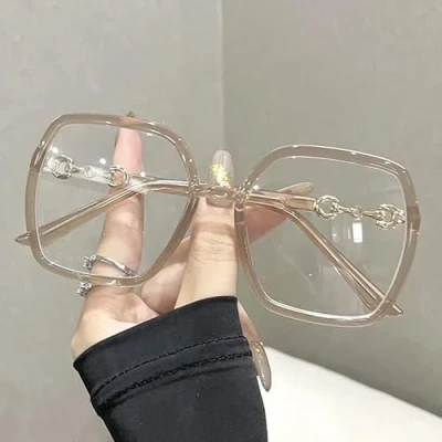 Image of NOVESIXTDAT Oversized Reading Glasses Women, Extra Large Flat Light Mirror, Square Blue Blocking Reader, Anti Glare Eyewear (Color : Brown, Size +1.00)
