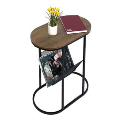 Image of HOMELOX Side Table Magazine Rack Shelf Wooden Coffee Lamp End Storage Stand Newspaper