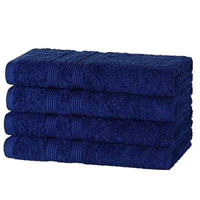 Image of DARWEN STAR Hand Towels Pack of 4 100% Egyptian Cotton 500 GSM Premier Quality Quick Dry Multipurpose Super Soft &amp; Absorbent 50 x 85 cm (Navy blue)