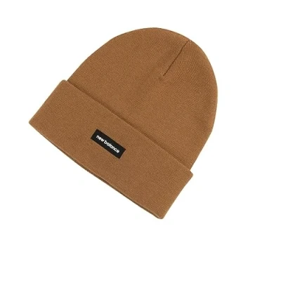 Image of New Balance Men&#039;s, Women&#039;s, Unisex Linear NB Knit Cuffed Beanie, All Ages, One Size Fits Most, Tobacco