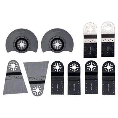 Image of Maso 10 Piece Oscillating Multi Tool Accessory Kit with Saw Blades and Bi Metal High Carbon Steel
