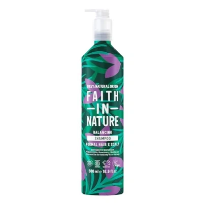 Image of Faith In Nature 500ml Metal Bottle Natural Lavender &amp; Geranium Shampoo, Balancing for Normal Hair Scalp, Vegan Cruelty Free, No SLS, Silcones or Parabens