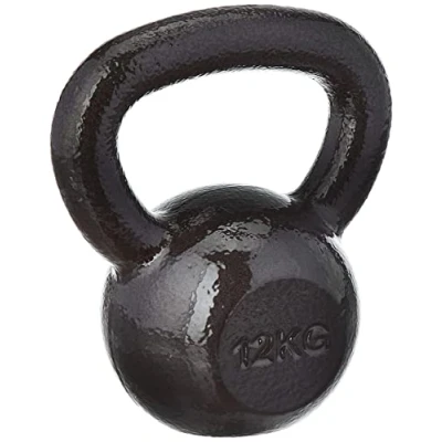 Image of Amazon Basics Cast Iron Kettlebell with Textured and Painted Surface, Black, 12kg / 26lbs
