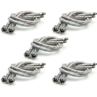Image of Xcel Home 10x M10 x1/2 Flexible Tap Connectors (500mm) 10 Lengths 5 Pairs of BSP Kitchen/Basin Monobloc Mixer Flexi Pipe Tails Braided Stainless Steel