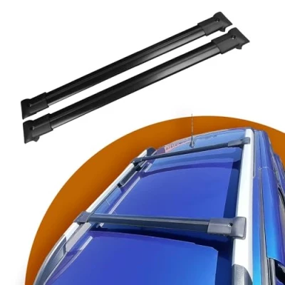 Image of Cross Auto Accessories Car Roof Rack Compatible With Skoda Yeti 2010 2017 Bar For Rails, Aluminium Set 2 Pcs Black