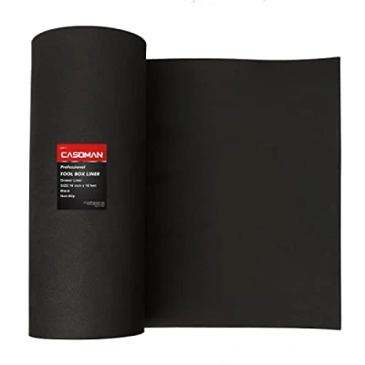 Image of CASOMAN Professional Tool Box Liner, Toolbox Drawer Line 16 inch(wide) x feet (long), Non Slip Matting Roll, Black