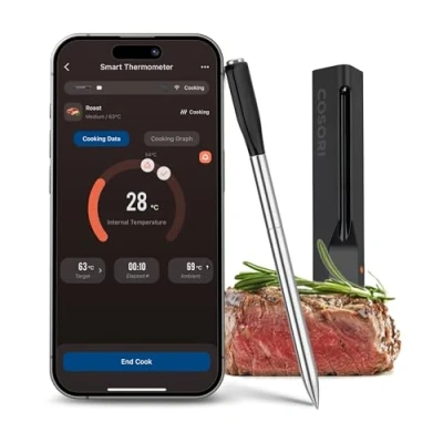 Image of COSORI Smart Wireless Meat Thermometer Probe, Bluetooth Food with Accurate Sensors and App, Digital Cooking for Oven Grill Kitchen BBQ Smoker Air Fryer