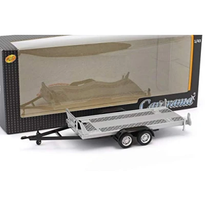 Image of cararama Diecast Trailer (Two Axle Silver, Scale 1:43) Not suitable for children under 3 years