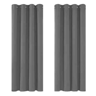 Image of Deconovo Grey Blackout Curtains 46 x 54 Inch Eyelet Super Soft Thermal Insulated Bedroom for Living Room Light 2 Panels