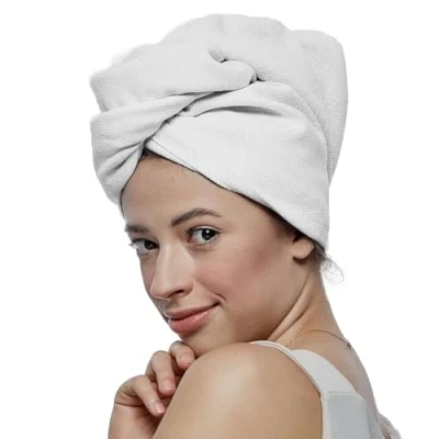 Image of GLOV Hair Turban Towel Microfiber Quick Dry Twist Drying with Loop and Button Fastener Absorbent Lightweight Anti Frizz Universal Size