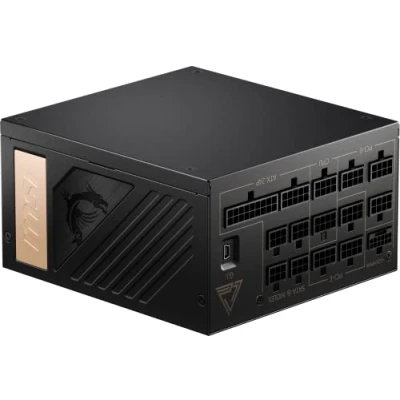 Image of MSI MEG Ai1300P PCIE5 Power Supply Unit, UK Plug 1300W, 80 Plus Platinum, Fully Modular ATX 3.0, PCIe 5.0 GPU Support, Japanese Capacitors, Gaming Intelligence, Sleeved Cables 10 Year Warranty