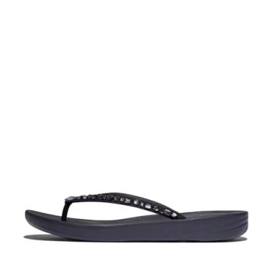 Image of Fitflop Women&#039;s iQUSHION Multi Crystal Ergonomic FLIP Flops, Navy, 3 UK