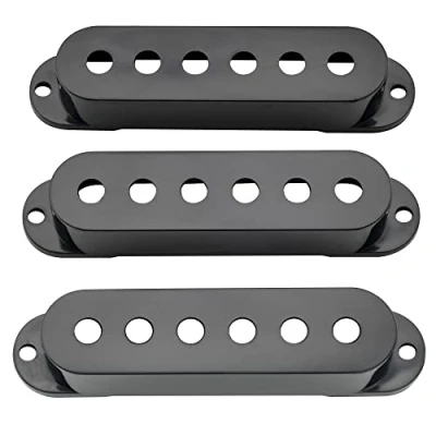 Image of Musiclily Pro Plastic 50/50/52mm Single Coil Pickup Covers Set for Import Strat Squier Electric Guitar, Black(Set of 3)