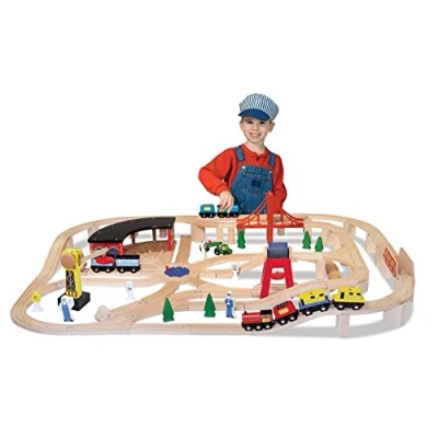 Image of Melissa &amp; Doug Wooden Railway Set