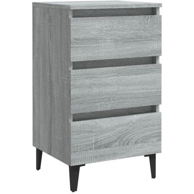 Image of vidaXL Bed Cabinet with Metal Legs Grey Sonoma 40x35x69 cm