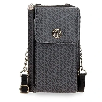 Image of Pepe Jeans Megan Shoulder Bag Small Black 11 x 20 4 cm Faux Leather, Black/White, One Size, Crossbody