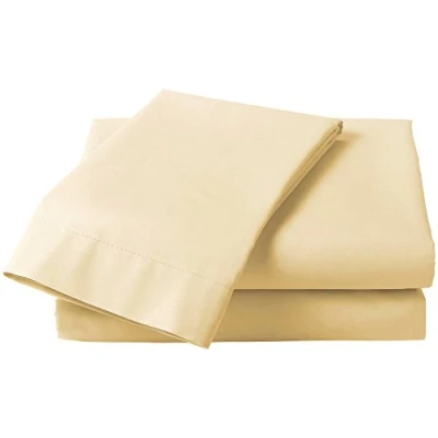 Image of Just Contempo Plain Percale Fitted Sheet, Double, Lemon