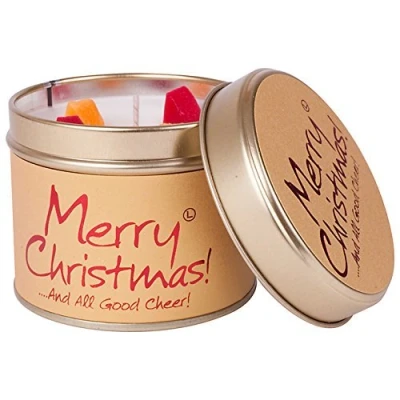 Image of Lily Flame scented Candle in a tin Merry Christmas