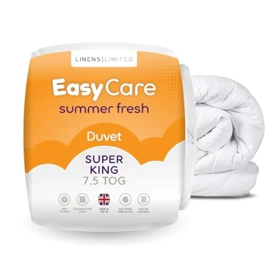 Image of Linens Limited Super King Duvet 7.5 Tog, Easy Care, Summer Fresh Quilt, Soft and Comfy, Polypropylene Hollowfibre, Machine Washable (White)