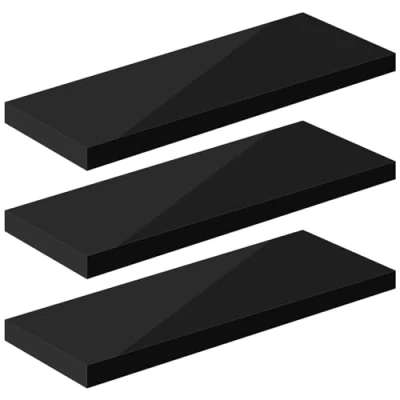 Image of eSituro Floating Shelf, Wall Black High Gloss Mounted Storage Shelf for Bedroom/Living Room/Kitchen/Bathroom/Hallway, W80xD22.9xT3.8 cm