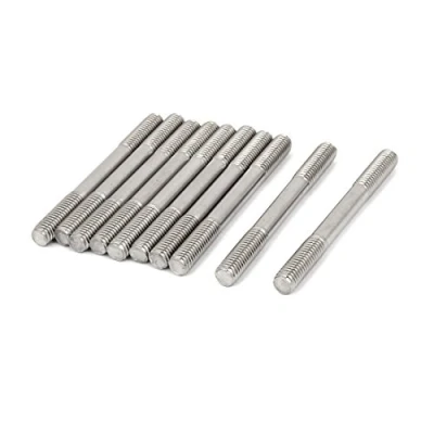 Image of Sourcingmap M8 x 80mm Tight Adjustable Push Rod Double End Thread Stud Silver Tone 10pcs