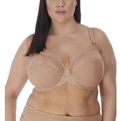 Image of Elomi Women&#039;s Charley Stretch Lace Underwire Plunge Bra, Fawn, 34HH US