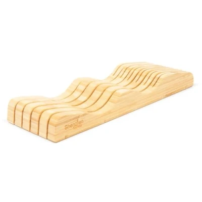 Image of Shenzhen Knives Large in Drawer Knife Block: 11 Slot (Holds 10 15 Knives) Empty Wooden Holder for Kitchen Drawers