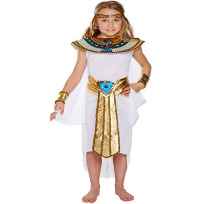 Image of Egyptian Princess Kids Childrens Girls Cleopatra Nile Queen Fancy Dress Up Costume Halloween Book Week Outfit (10 12 years)