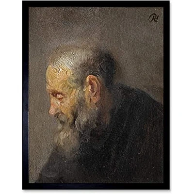 Image of Rembrandt Study Old Man Profile Painting Unframed Wall Art Print Poster Home Decor Premium