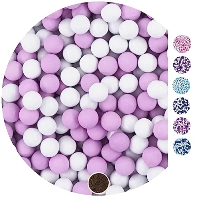 Image of EinsSein 1 kg Small White and Lilac Shiny Chocolate Balls for Wedding, Christening, Communion, Confirmation Ideal Test Tubes Alternative to Chocolates, Wedding Almonds