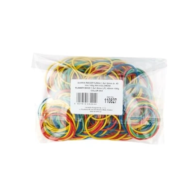 Image of D.RECT rubber band ring bands for household, work, office, reusable, durable, 100 grams bag assorted colours