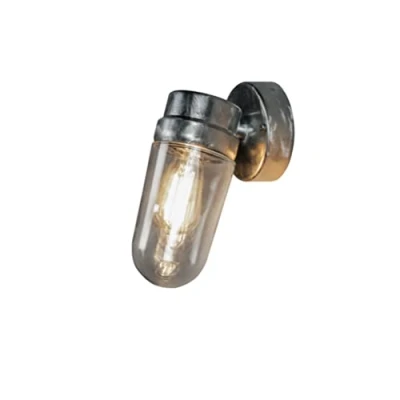 Image of Konstsmide Outdoor Wall Light Mains Powered/Vega Down Traditional Porch Lantern/1 x 60 W E27 Max Lamp/Clear Glass/Steel/IP54/Outside RAW Galvanised Steel