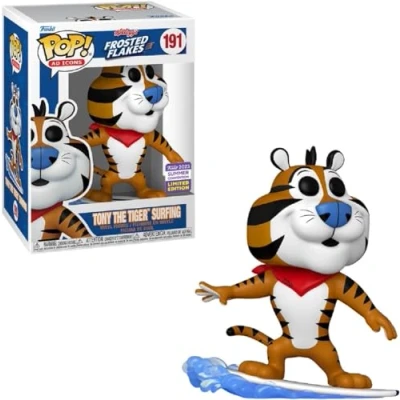 Image of Funko 71770 Pop! Ad Icons: Kellogg&#039;s Frosted Flakes Tony the Tiger Surfing (2023 Summer Convention Exclusive) #191