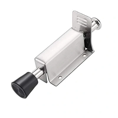 Image of Spring Loaded Door Stop, Tiberham Heavy Duty Kick Down Stopper with Soft Rubber Bumper, Stainless Steel Step On Foot Operated Holder Stop Jammer