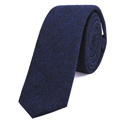 Image of DonDon Narrow Men&#039;s Cotton Tie 2.36 inch 6 cm dark blue black