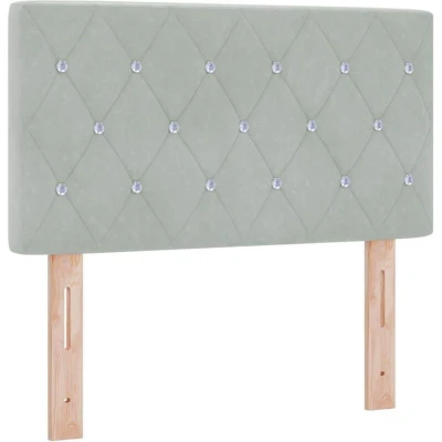 Image of vidaXL LED Headboard Crystal Button Tufted Light Grey 80 cm Velvet