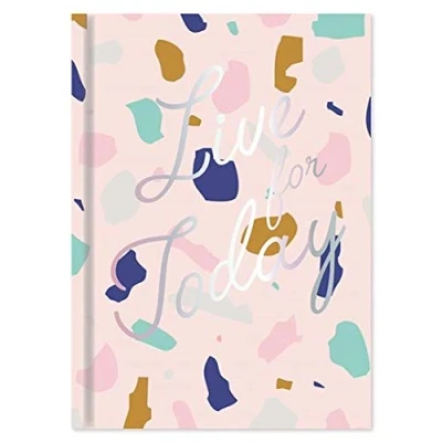 Image of 2021 Pocket Week to View Diary Terrazzo on Textured Linen Designer Fashion (Pink)