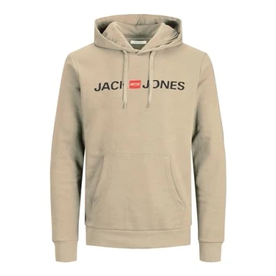 Image of JACK &amp; JONES Male logo hoodie, Beige (Crockery/Reg Fit), XXL